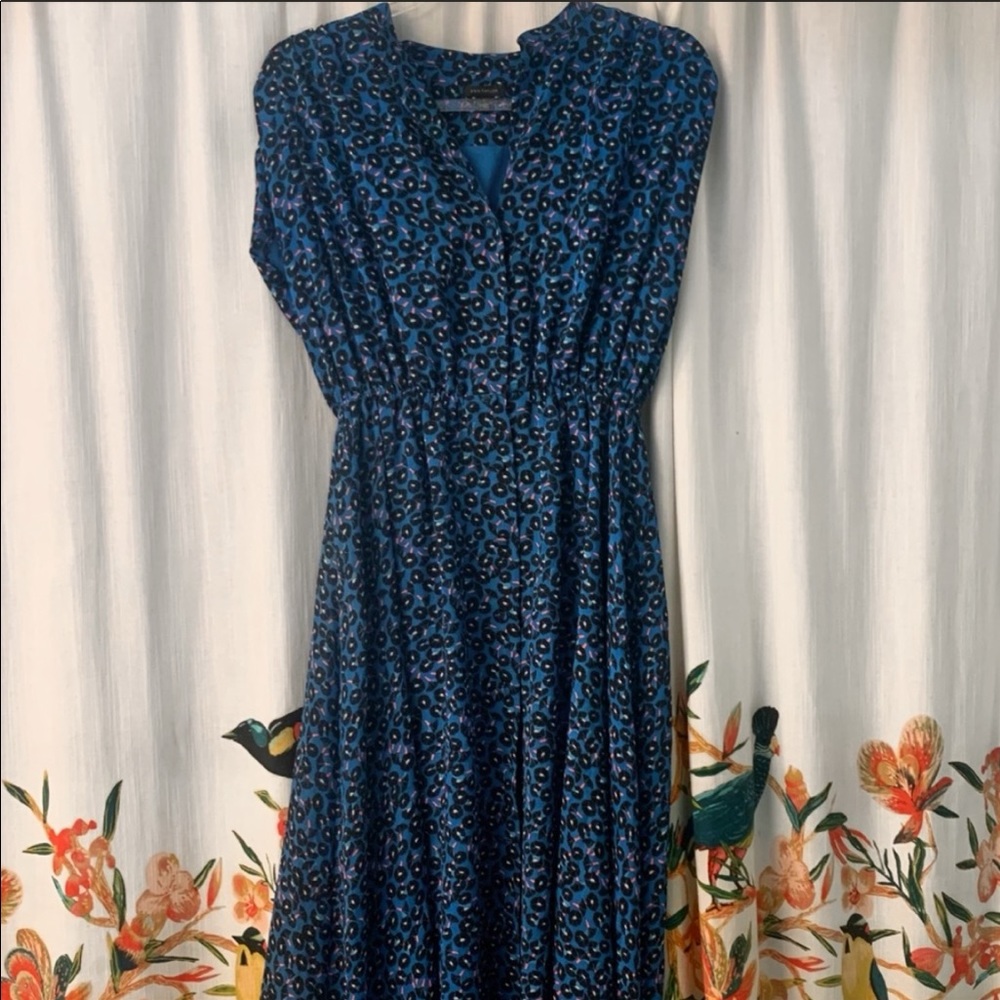 Ann Taylor Blue Floral Print Maxi Dress